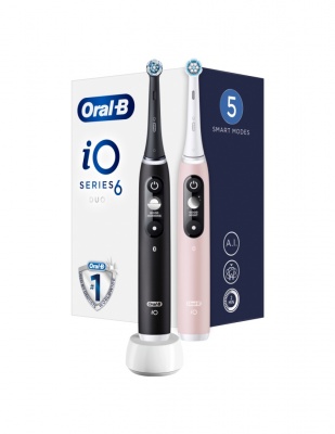Oral-B iO6 DuoPack Electric Toothbrush, Black + Pink