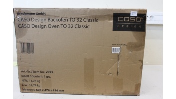 SALE OUT. Caso Design Oven TO 32 Classic, +pizza stone, 5 functions, Black | Caso Design Oven | TO 32 Classic | 32 L | 1850 W | Black | DAMAGED PACKAGING, DOORS CROOKED