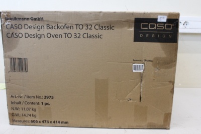 SALE OUT. Caso Design Oven TO 32 Classic, +pizza stone, 5 functions, Black | Caso Design Oven | TO 32 Classic | 32 L | 1850 W | Black | DAMAGED PACKAGING, DOORS CROOKED