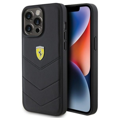 Ferrari FEHCP15XRDUK iPhone 15 Pro Max 6.7" black hardcase Quilted Metal Logo | ferrari