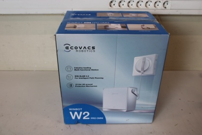 SALE OUT. Ecovacs Window cleaning robot WINBOT W2 PRO OMNI, Auto-Spray, Intelligent steady climbing, Edge cleaning mode, WIN-SLAM 4.0, White | Ecovacs WINBOT W2 PRO OMNI | Corded | 5500 Pa | White | DAMAGED PACKAGING, USED, DIRTY, USED LIQUID BOTTLE
