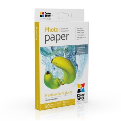 ColorWay Premium Semiglossy Photo Paper, 255g/m, 10x15, 50pcs.