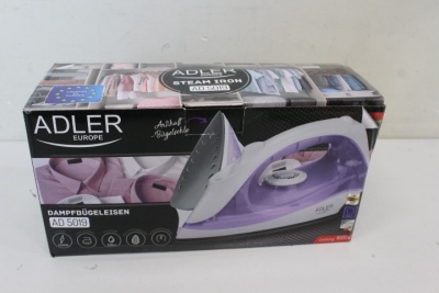SALE OUT. Adler AD 5019 Steam iron, Temperature control, Power 1600W | Adler | AD 5019 | With cord | 1600 W | Water tank capacity 100 ml | Continuous steam 10 g/min | Violet/White | DEMO