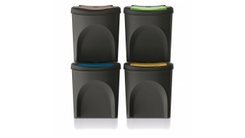 KEDEN SORTIBOX WASTE BIN 25L SET 4 - BLACK RECYCLING WIDE