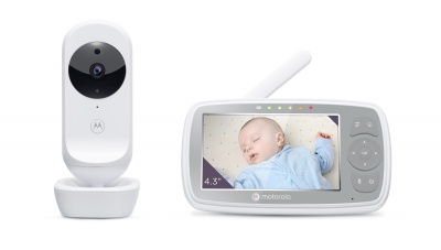 Motorola | Wi-Fi Video Baby Monitor | VM44 CONNECT 4.3" | 4.3" LCD colour display with 480 x 272px resolution; 2x digital zoom; Two-way talk; Room temperature monitoring; Infrared night vision; Visual sound level indicator; High sensitivity microphone; Ou