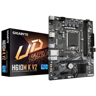 Gigabyte H610M K V2 | Processor family Intel | Processor socket LGA1700 | DDR5 | Supported hard disk drive interfaces M.2, SATA | Number of SATA connectors 2