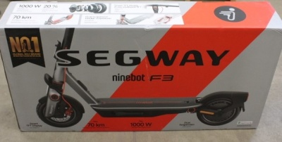 SALE OUT. Ninebot by Segway eKickScooter F3 E | Segway F3 E | eKickScooter | 1000 W | Up to 25 km/h | 10 " | 24 month(s) | Black | DAMAGED PACKAGING, USED, DIRTY, SCRATCHED