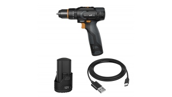 Batavia 12V combi drill 2.0 set (1 x battery 2Ah / 1 x USB charging cable)