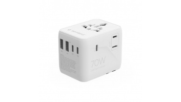 Gembird TPA-2A3C70-01-W Universal travel power adapter, 70 W, white | Gembird