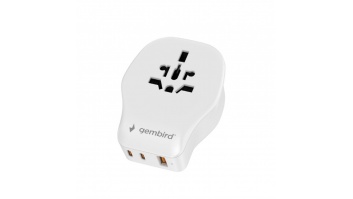 Gembird TPA-1A2C20-02-W Universal travel power adapter, 20 W, white | Gembird