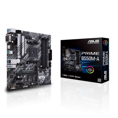 Asus | PRIME B550M-A | Processor family AMD | Processor socket AM4 | DDR4 | Memory slots 4 | Supported hard disk drive interfaces M.2, SATA | Number of SATA connectors 4 | Chipset AMD B | Micro ATX