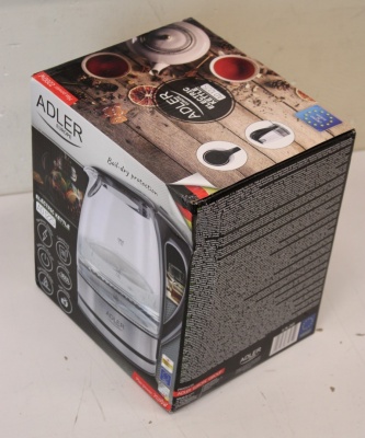 SALE OUT. Adler AD 1225 Cordless Water Kettle, 1.7L, 2000W, Anti-calc filter, Boil-dry protection, Rotary base 360 degree | Adler | Kettle | AD 1225 | Standard | 2000 W | 1.7 L | Glass | 360° rotational base | Stainless steel/Black | DAMAGED PACKAGING, SC