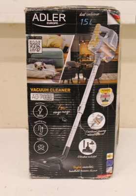SALE OUT. | Adler | Vacuum Cleaner | AD 7036 | Corded operating | Handstick and Handheld | 800 W | - V | Operating radius 7 m | Yellow/Grey | Warranty 24 month(s) | DAMAGED PACKAGING