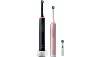 Oral-B Electric Toothbrush | Pro 3 3900N Black/Pink Duopack | Rechargeable | For adults | Number of brush heads included 3 | Number of teeth brushing modes 3 | Black/Pink
