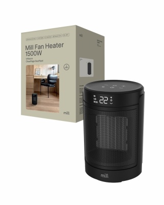 Mill FH1500BLACK | Ceramic fan heater | 1500 W | Suitable for rooms up to 22 m² | Black