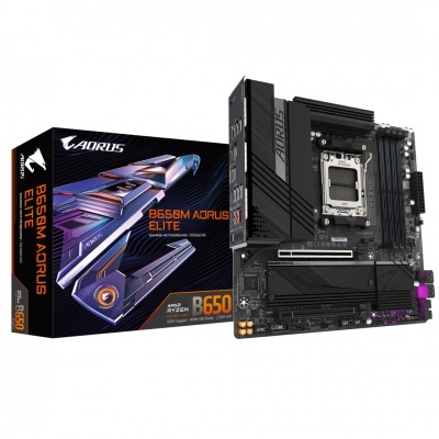 Gigabyte B650M AORUS ELITE (rev. 1.3) | Processor family AMD | Processor socket AM5 | DDR5 | Supported hard disk drive interfaces SATA, M.2 | Number of SATA connectors 4