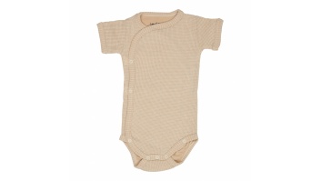 Lodger Romper Ciumbelle, adītas kokvilnas bodijs ar īsām piedurknēm, Ivory, 74 cm