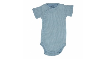 Lodger Romper Ciumbelle, adītas kokvilnas bodijs ar īsām piedurknēm, Ocean, 68 cm