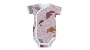 Lodger Romper Empire Fish kokvilnas bodijs ar īsām piedurknēm, Nocture, 68 cm