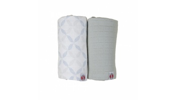 Lodger Swadler Solid Matcha kokvilnas autiņš, Peppermint/Blue Fogg, 110x110 cm, 2gab.