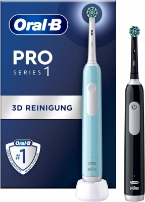 Oral-B | Electric Toothbrush, Duo pack | Pro Series 1 | Rechargeable | For adults | Number of brush heads included 2 | Number of teeth brushing modes 3 | Blue/Black