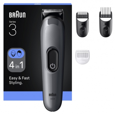 Braun 4-in-1 Grooming Kit | All-in-One Series 3 AIO3500 | Cordless | Number of length steps 14 | Black