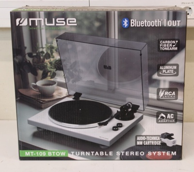 SALE OUT. Muse MT-109 BTOW Hifi Turntable, White | Muse Hifi Turntable | MT-109 BTOW | Bluetooth Out | USED, SCRATCHES ON ALUMINUM PLATE