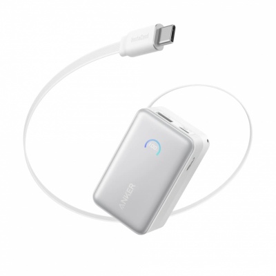 Anker Anker Nano Power Bank (10K, 45W, Built-In Retractable USB-C Cable), White