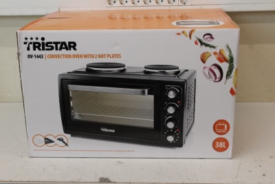 SALE OUT. Tristar OV-1443 Convection oven with 2 hot plates | Tristar | Electric mini oven | OV-1443 | Integrated timer | 38 L | Table top | 3100 W | Black | DAMAGED PACKAGING, DENT ON SIDE