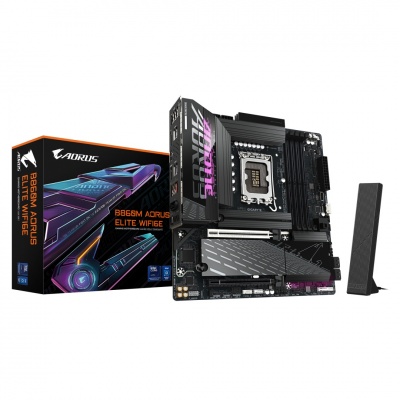Gigabyte B860M AORUS ELITE WIFI6E | Processor family Intel | Processor socket LGA1851 | DDR5 | Supported hard disk drive interfaces SATA, M.2 | Number of SATA connectors 4