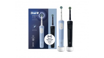 Oral-B Electric Toothbrushes | Vitality Pro Duo | Rechargeable | For adults | Number of brush heads included 2 | Number of teeth brushing modes 3 | Black/Blue White