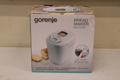 SALE OUT. Gorenje BM910WII Bread maker, Power 550 W, 15 programs, LCD display, White | Gorenje Bread maker | BM910WII | Power 550 W | Number of programs 15 | Display LCD | White | DAMAGED PACKAGING