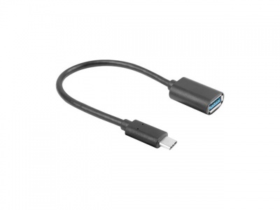 Lanberg Adapter Cable USB-C(M) 3.1 -> USB-A(F) 15 cm, Black | AD-UC-UA-04