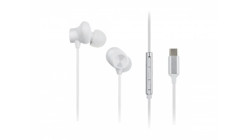 Panasonic RP-TCM225DEW USB-C Wired Earphones, In-Ear with Built-in Mic, White | Panasonic