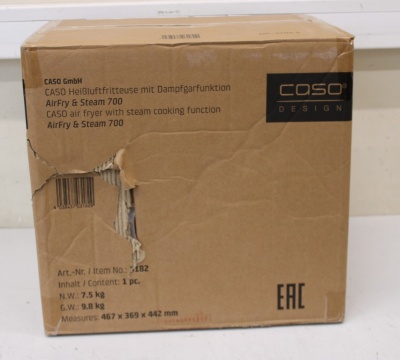 SALE OUT. Caso Steam & AirFry 700 Air fryer with Steam function, 1700 W, Capacity 7 L, Black | Caso | Air Fryer with Steam Function | Steam and AirFry 700 | Power 1700 W | Capacity 7 L | Black | DAMAGED PACKAGING