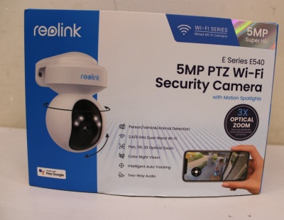 SALE OUT. Reolink E Series E540 Smart 5MP PTZ WiFi Camera with Motion Spotlights, White | Reolink | Smart WiFi Camera with Motion Spotlights | E Series E540 | 24 month(s) | PTZ | 5 MP | 2.8-8/F1.6 | IP65 | H.264 | Micro SD, Max. 256 GB | USED, DIRTY