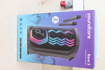 SALE OUT. Anker Soundcore Rave 3 Bluetooth Speaker | Anker Soundcore | Portable Bluetooth Speaker | Rave 3 | USED, SCRATCHED SIDES, MISSING MANUAL, USB C CHARGING CABLE | 160 W | Bluetooth | Black | Portable | Wireless connection