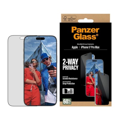 PanzerGlass Screen protector | Apple | iPhone 17 Pro Max | Glass | Transparent | Ultra-Wide Fit w. EasyAligner
