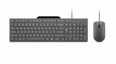 Lenovo Accessories 310 USB-A Wired Combo - US English | Lenovo Keyboard and Mouse | Wired with Phone holder | EN