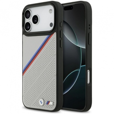BMW M Tricolor Metal Logo MagSafe Case for iPhone 17 Pro Max Gray | BMW