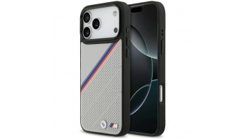 BMW M Tricolor Metal Logo MagSafe Case for iPhone 17 Pro Max Gray | BMW