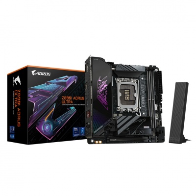 Gigabyte Z890I AORUS ULTRA | Processor family Intel | Processor socket LGA1851 | DDR5 | Supported hard disk drive interfaces M.2, SATA | Number of SATA connectors 2