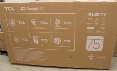 SALE OUT. TCL 75T8C 75" (189 cm) 4K QLED TV with Google TV | TCL 4K QLED TV | 75T8C | 75 | Smart TV | Google TV | Black | DAMAGED PACKAGING