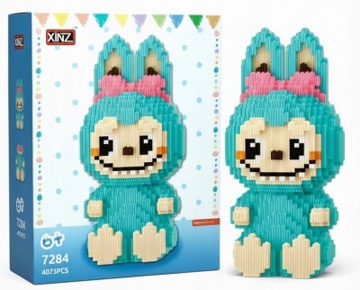 Būvklucīši Lielas Tirkīza zaļā Labubu figūriņas 4073 gab.