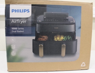 SALE OUT. Philips Dual Steam Air Fryer | NA552/00 5000 Series | Power 2750 W | Capacity 9 L | RapidAir Plus | Black | DAMAGED PACKAGING