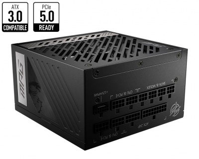 Power Supply|MSI|850 Watts|Efficiency 80 PLUS GOLD|PFC Active|MPGA850GPCIE5