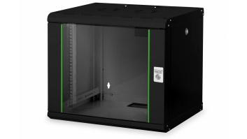 Digitus | Wall Mounting Cabinet | DN-19 09-U-SW | Black | IP protection class: IP20; Front door: Glass door, single opening; Cabinet type: Wall mounting cabinet; Equipment mounting depth min.-max.: 305-370 mm; Load capacity: 100 kg