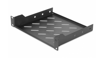 Digitus | 1U fixed shelf | DN-10-TRAY-2-B | Black | Perfect for storage of components which are not 254 mm (10") suitable. Slim design which takes space of 1 height unit. Easy and quick to mount or dismount. Load capacity: 25 kg
