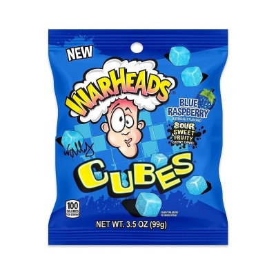 Košļājamās konfektes WARHEADS CUBES (BLUE RASPBERRY), 99g