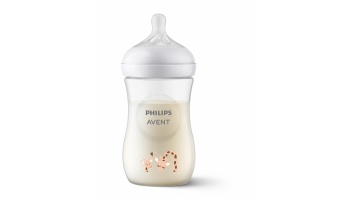 Philips Avent barošanas pudelīte Natural Response Giraffe 260 ml, vidējas plūsmas knupītis, 1m+
